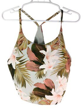 Old Navy Active Womens PowerSoft XL Tropical Floral Strappy High-Neck Sports Bra